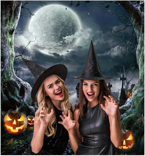Miniatura 4 de Fondo de Halloween para fotografía, fondo de terror, telón de fondo de calabaza aterradora y luna para decoración de fiestas, accesorios de estudio