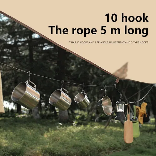 Miniatura 2 de Ochine Tendedero portátil de viaje de 16.4 ft/16 pies, portátil, retráctil, ajustable, cuerda de ropa elástica portátil de viaje con 10 pinzas