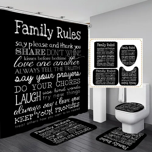 Miniatura 21 de Juego de 4 cortinas de ducha con citas inspiradoras, escaleras de arte en blanco y negro, decoración de baño motivacional para hombres, cortina