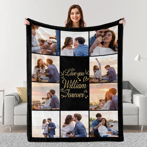 Miniatura 20 de Mantas personalizadas con fotos, regalos personalizados para parejas para esposa, marido, novia, novio, manta con imagen personalizada "I Love You