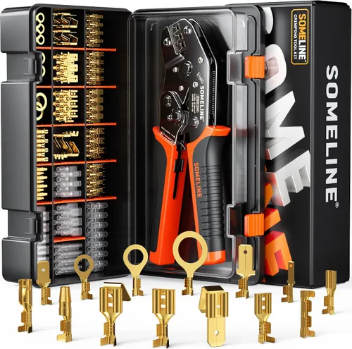 Miniatura 11 de Kit de herramienta de crimpado de conector de terminal abierto SOMELINE, terminales de desconexión macho hembra no aisladas de 2.8/4.8/6.3mm