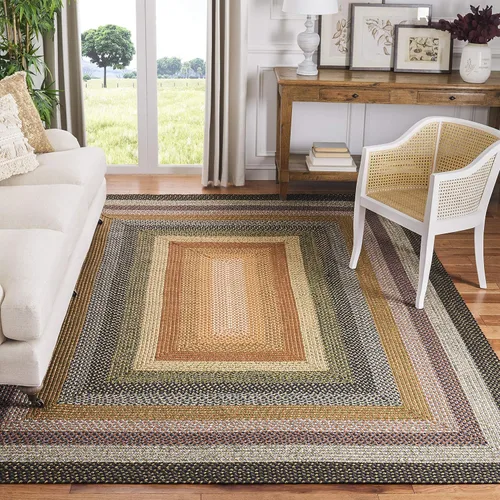 Miniatura 14 de SAFAVIEH Alfombra Lavable Colección Trenzada para Exteriores - 2' x 3', Multicolor, Hecha a Mano y Reversible, No Desprende Pelusa y Fácil