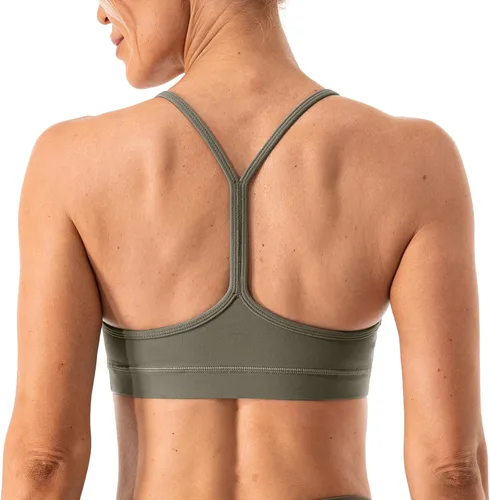 Lavento Brasier deportivo con espalda en Y para mujer, tirantes delgados, acolchado de bajo impacto, para entrenamiento, yoga, tops