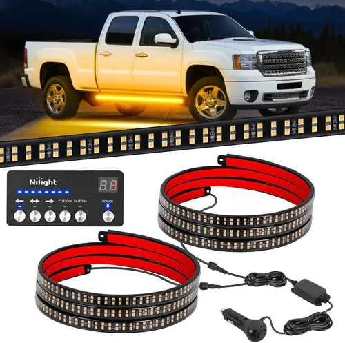 Miniatura 20 de Nilight 2 piezas de 24 pulgadas de tira de luces estroboscópicas para parrilla de camiones, 384 LED, luz de emergencia ámbar, flexible, intermitente