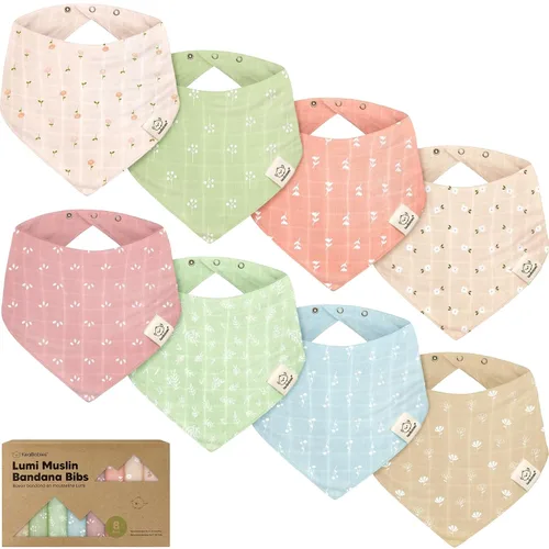 Miniatura 11 de KeaBabies Paquete de 8 baberos de muselina para niños y niñas, baberos de muselina bandana para bebés, niñas y niños, babeo recién nacido, dentición
