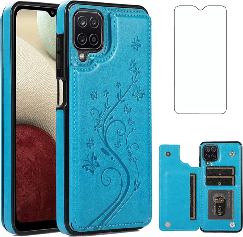 Miniatura 12 de Asuwish Funda de teléfono para Samsung Galaxy A12 con protector de pantalla de vidrio templado, tarjetero con soporte para tarjetero, soporte