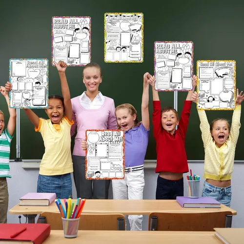Miniatura 7 de 45 pósteres con texto en inglés "Happy 100th Day", póster de "All About Me", para estudiantes de estrella de bricolaje, suministros de póster sin