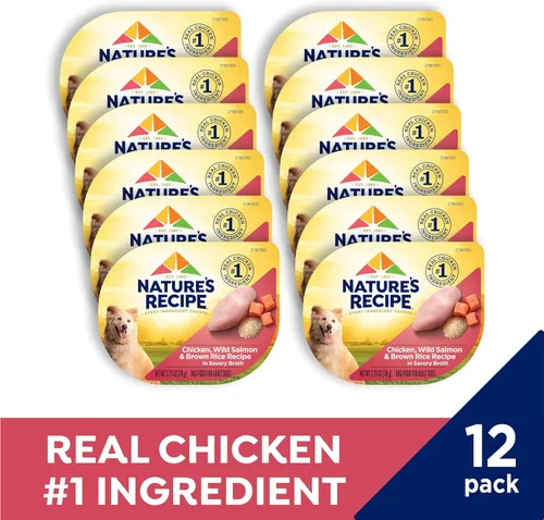 Miniatura 4 de Nature's Recipe Wet Dog Food, receta de pollo y salmón salvaje en caldo, taza de 2.75 onzas (paquete de 12)