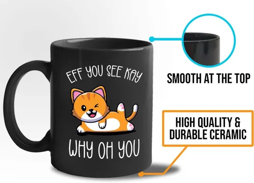 Miniatura 5 de Bubble Hugs Taza de café de yoga de 11 onzas, color negro, Eff You See Kay Why Oh You, meditación, deporte, alivio del estrés, relajación
