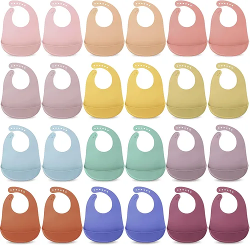 Miniatura 10 de Mepase Baberos de silicona impermeables Baberos de silicona suaves ajustables para alimentación de bebés unisex suministros de alimentación