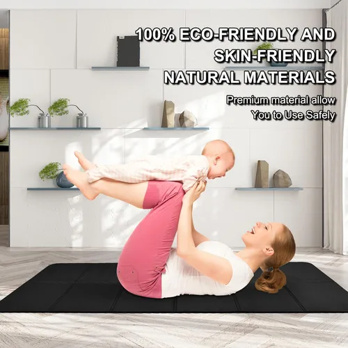 Miniatura 7 de iodoo Esterilla de yoga plegable de 72 pulgadas de largo x 32 pulgadas de ancho x 0.32 pulgadas, extra gruesa y ancha, alfombrilla de yoga plegable