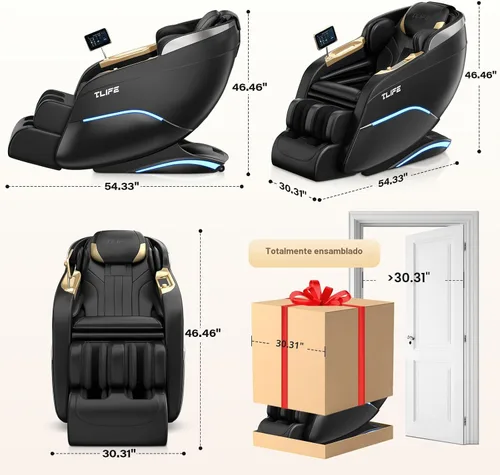 Miniatura 2 de TLIFE Silla de masaje de cuerpo completo, reclinable de gravedad cero de 160° con escaneo corporal, silla de masaje Shiatsu SL-Track de 50 pulgadas