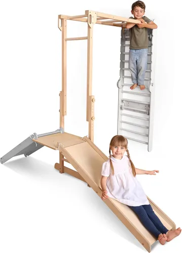 Miniatura 12 de Goodevas Improves 9-in-1 Indoor Climbing Frame for Kids, Montessori Climbing Frame with Slide, Swing, Climbing Wall, Climbing Triangle - Playground