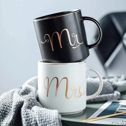Miniatura 7 de Yesland Taza de café de cerámica de 12 onzas para parejas, regalo ideal para compromiso, aniversario, para él y ella, novia y novio, San Valentín