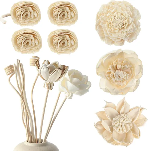 Miniatura 10 de Waydress 15 Piezas Difusor Flores Sola Mixtas Material Natural Aromaterapia Varillas Flores de Madera Decorativas Aromaterapia Colocación de Flores