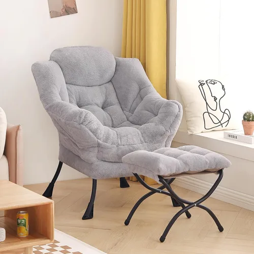 Miniatura 8 de Tiita Silla Perezosa con Otomana, Sillón de Descanso Moderno de Gran Tamaño, Cómoda Silla de Lectura de Ocio con Reposapiés para Dormitorio, Sala