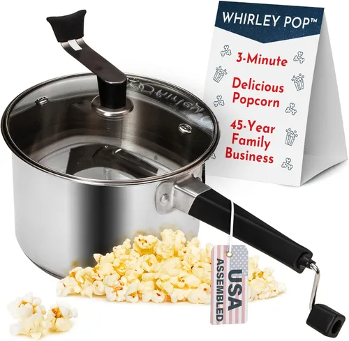Miniatura 10 de Original Whirley - Máquina para hacer palomitas de maíz de 6 cuartos de galón, máquina de palomitas de maíz de acero inoxidable con engranajes