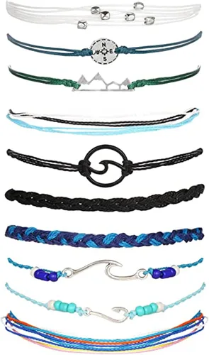 Long tiantian Pulseras onduladas para adolescentes y niñas bonita cuerda trenzada bohemia pulsera para playa océano para mujer regalo de joyería de
