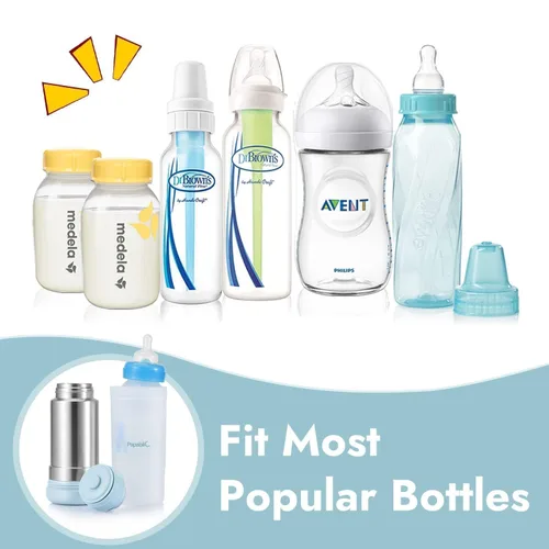 Miniatura 8 de Papablic Calentador portátil de biberones de viaje para bebé, se adapta a la mayoría de portavasos de automóvil, calentador de botellas de acero