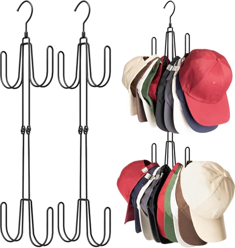 NANATI Perchas de sombrero para armario, organizador de sombreros de acero inoxidable, estantes para gorras de béisbol, organizador de gorras para