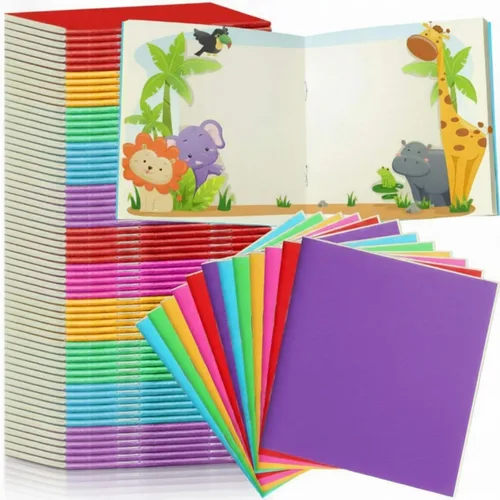 Miniatura 8 de Thenshop Paquete de 150 mini cuadernos a granel pequeños de bolsillo en blanco para niños de 4 x 4 pulgadas, diarios sin forro, cuadernos