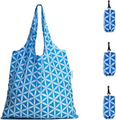 Miniatura 10 de HOLYLUCK Bolsas de comestibles reutilizables, bolsa de compras plegable resistente (estándar, 3 huellas de patas de perro)