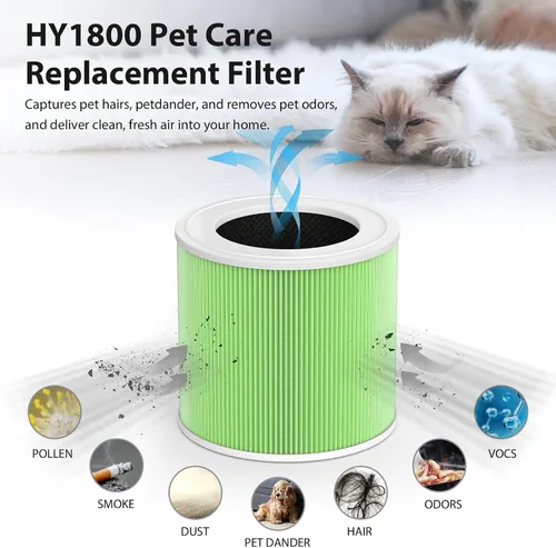 Miniatura 4 de Paquete de 2 filtros de repuesto HY1800 para purificadores de aire Honeyuan/MORENTO/Loytio Filtración 3 en 1 con tecnología de carbono mejorada