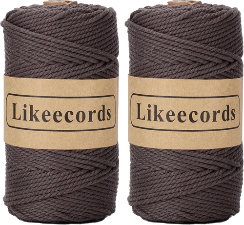 Miniatura 16 de Likeecords Cordón de algodón para macramé de 3mm x 100 metros, hilo torcido de 3 hebras, cuerda de macramé, hilo de algodón para macramé, cuerda