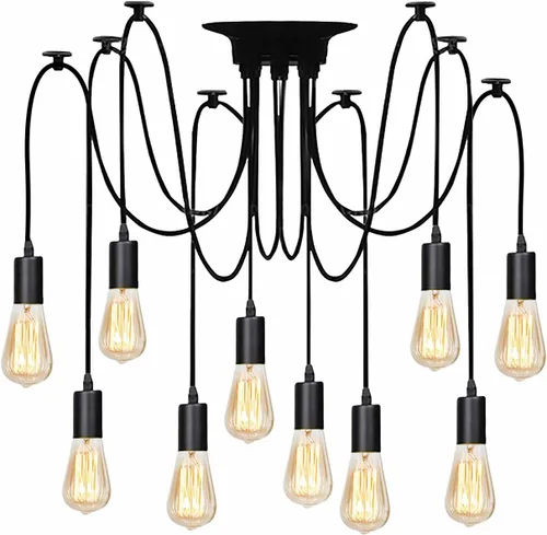 Miniatura 8 de Lámpara de araña de techo, lámpara colgante de iluminación, lámpara de araña clásica antigua ajustable DIY, lámpara de araña moderna y elegante 8