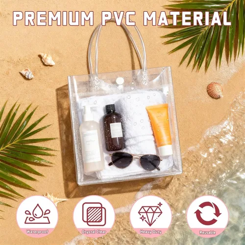 Miniatura 4 de BadenBach 16 bolsas de regalo transparentes con asas, 9.8 x 9.8 x 3.5 pulgadas, bolsa de plástico transparente para fiesta, bolsa de regalo