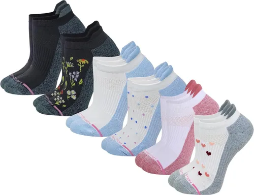 Miniatura 7 de Dr. Motion 6 pares de calcetines de compresión transpirables acolchados de corte bajo para mujer