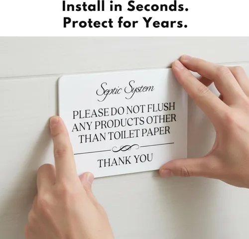 Miniatura 8 de Señal de inodoro con texto en inglés «No ras» con el sistema septico «Do Not Flush Toilet Paper» (acrílico blanco de 5 x 3.5 pulgadas) – Letrero