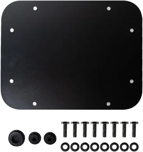 Miniatura 2 de Placa de llenado de repuesto para porta neumáticos de aluminio con tapa plana para ventilación de portón trasero y tapón de goma para marco
