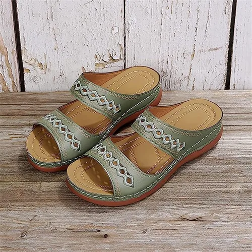 Miniatura 4 de Ladmiple - Sandalias ortopédicas de cuña para mujer, cómodas sandalias ortopédicas para caminar con soporte de arco 2024 Y-Verde