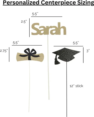 Miniatura 7 de Centros de mesa de graduación para mesa, decoraciones de mesa de graduación 2027 Palitos de centro de fiesta de graduación personalizados