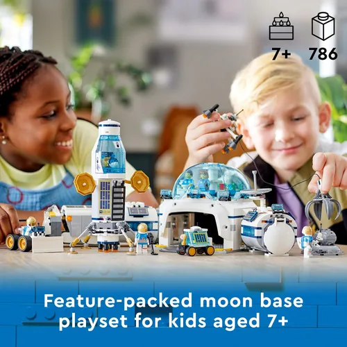 Miniatura 2 de LEGO City Lunar Research Base - Juguete espacial para niños que aman el espacio 60350, inspirado en la NASA Lunar Lander, Rover y Moon Buggy con 6