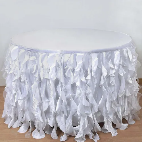 Miniatura 15 de Efavormart - Falda de mesa de tafetán de sauce rizado de 14 pies para cocina, comedor, catering, boda, fiesta de cumpleaños, eventos, color rubor