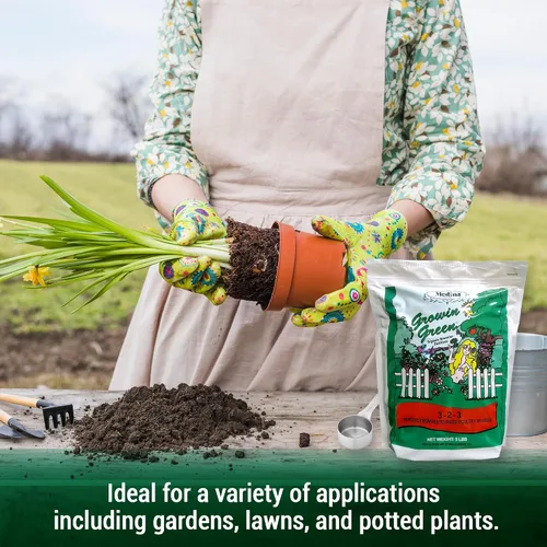 Miniatura 4 de Medina Growin Green Fertilizante granular orgánico – Bolsa de 5 libras – Potenciador de suelo rico en nutrientes 3-2-3 gránulos para jardines