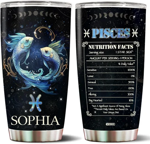 Miniatura 11 de Regalos personalizados de acuario para mujeres, constelación del zodiaco, astrología, aislado, 20 onzas, taza de café de acero inoxidable con tapa