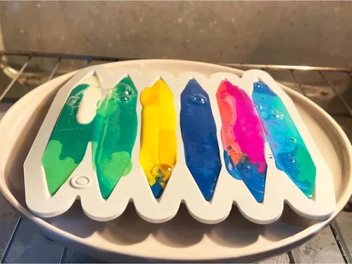 Miniatura 2 de DLUCKY Molde de reciclaje de crayón, 4 unidades, molde de silicona 3D de doble punta, apto para horno, silicona pura, molde de crayón reutilizable