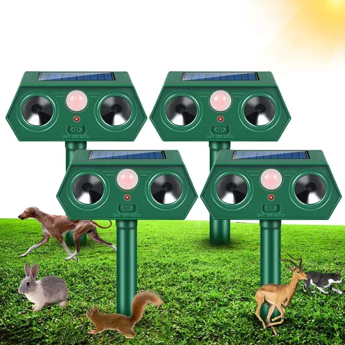 Repelente solar ultrasónico de animales para exteriores, dispositivos repelentes de ciervos y gatos, control disuasorio de animales para conejo,