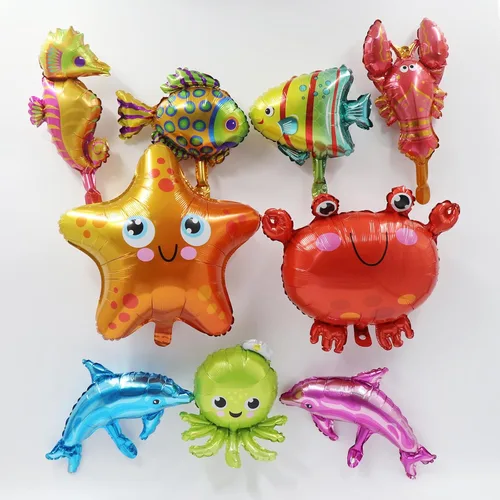 Miniatura 8 de Decoraciones temáticas de fiesta marina 165 piezas Kit de guirnalda de arco de globos azules Globos burbuja Animales marinos Globos de peces