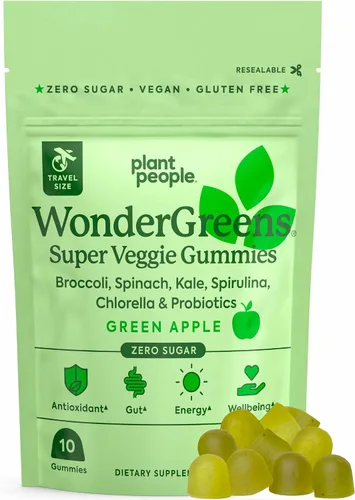 Plant People WonderGreens Veggie Gummies Super Greens con probióticos Multivitamínico Apoyo Gomitas para el bienestar, la energía, la salud