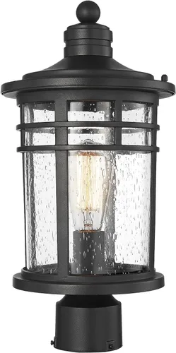 Miniatura 20 de Darkaway Luz de poste al aire libre, lámpara de poste de luz, carcasa de aluminio impermeable con vidrio ondulado ámbar para entrada de camino