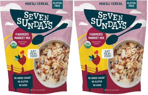Miniatura 17 de Seven Sundays Farmers Market - Cereal orgánico Muesli de grosella y almendra, bolsa de 12 onzas, certificado sin gluten, sin OMG, sin azúcar
