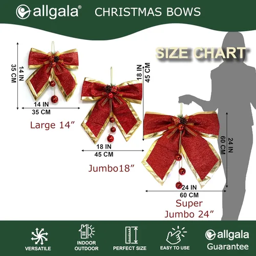 Miniatura 2 de Allgala Arcos decorativos de Navidad para guirnalda de corona, árbol de Navidad (14 pulgadas, grande, 1 paquete)-XBW93042