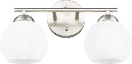 Miniatura 22 de Emak WS114-GD-ML-2PK - Moderno paquete de 2 apliques de pared de globo, luz dorada con pantalla de vidrio de leche para baño, sala de estar, fotos