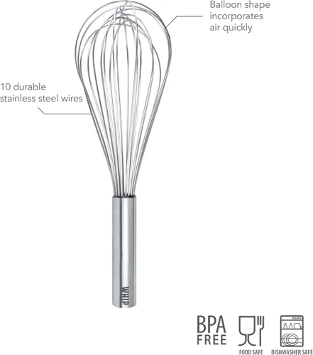 Miniatura 2 de Tovolo Batidor de Globos de Acero Inoxidable de 11 Pulgadas, Batidor de Cuchillas para Cocinar, Mezclar, Agitar, Batir y Mezclar, Apto