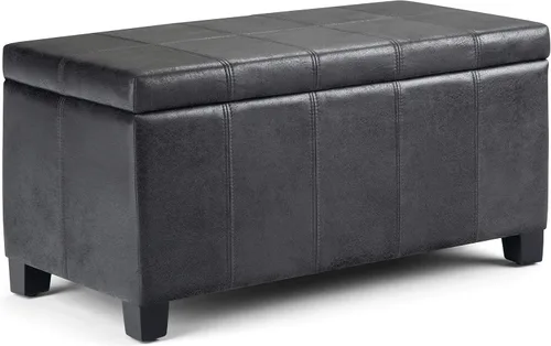 Miniatura 25 de SIMPLIHOME Dover Storage - Banco otomano rectangular tapizado de cuero vegano de 36 pulgadas de ancho en marrón chocolate, banco contemporáneo