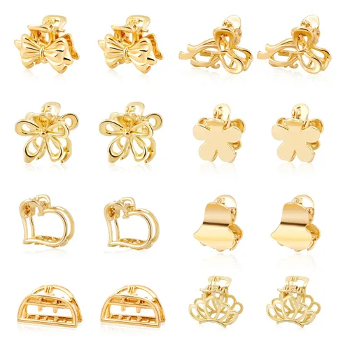 Miniatura 15 de CWJCYTNSN 16 unidades de pequeñas pinzas para el cabello para mujeres y niñas, mini pinzas de flores de cristal, pinzas de metal lindas de 0.8